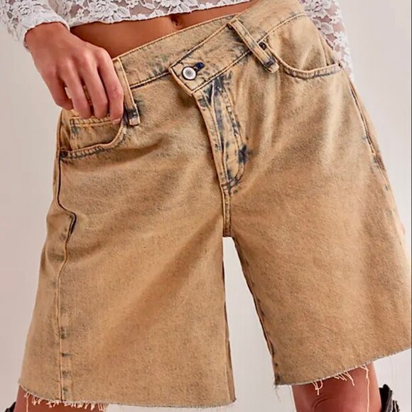 Free People We The Free Boomerang Long Shorts in Cowboy - Picture 1 of 4